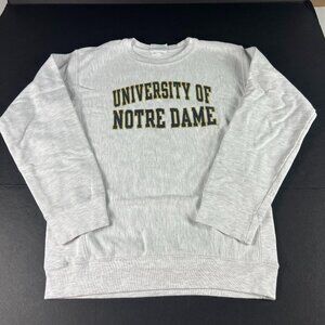 Y2K Champion Reverse Weave Notre Dame Fighting Irish Youth Large Grey Crewneck